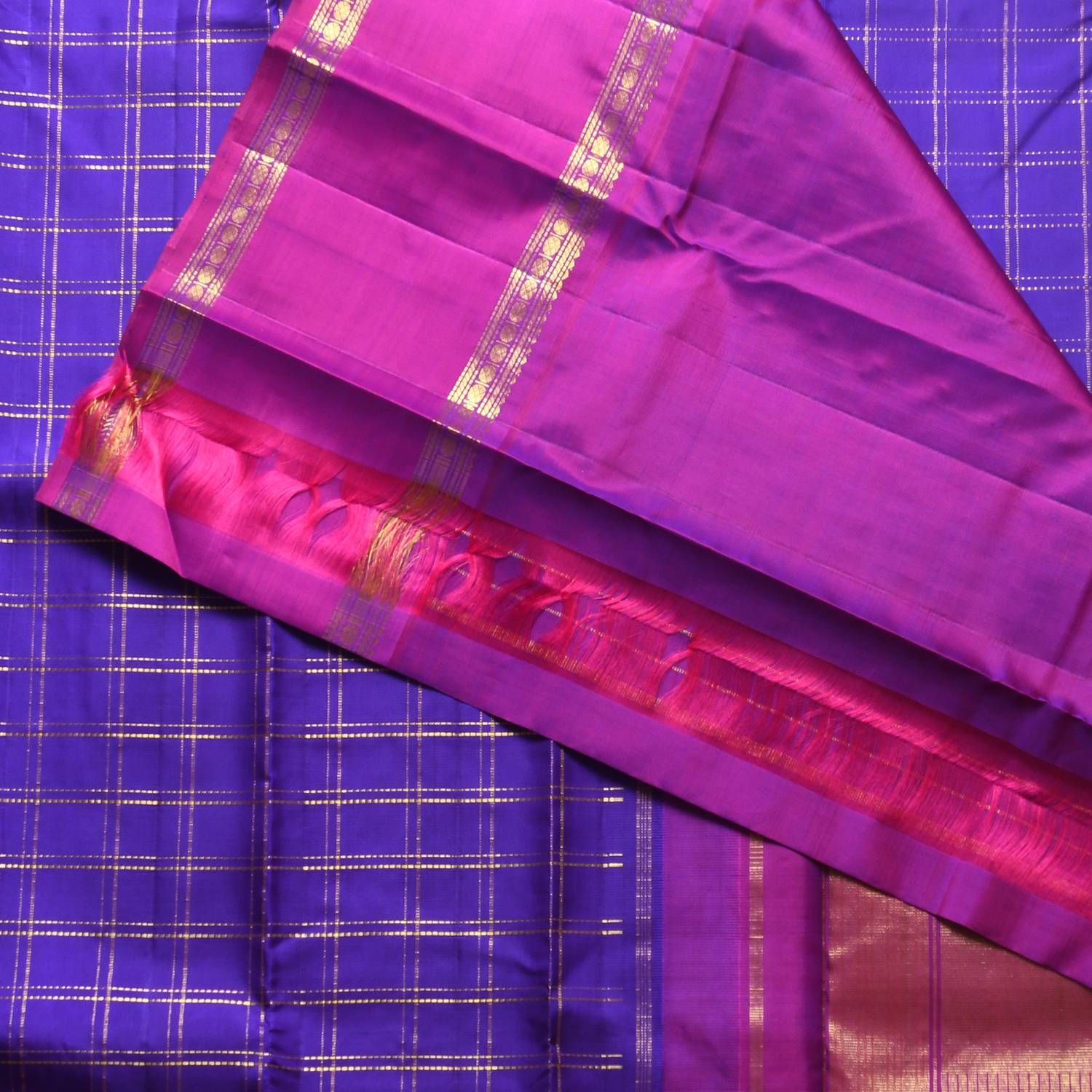 Wine Purple Woven Kanjivaram Silk Saree - Shaaola.com