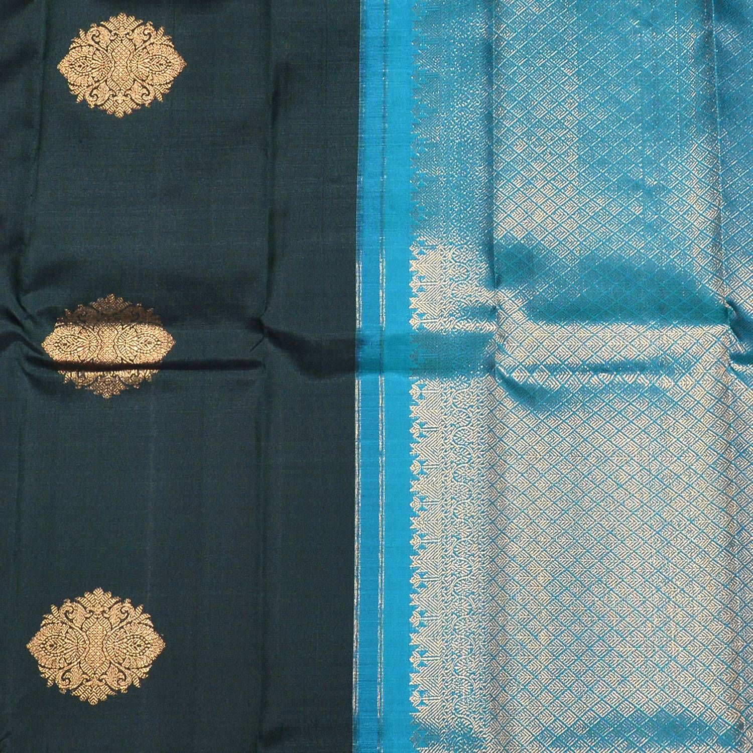 Unique Fashion Festive Wear Navy Blue And Teal Green Saree|SARV110719