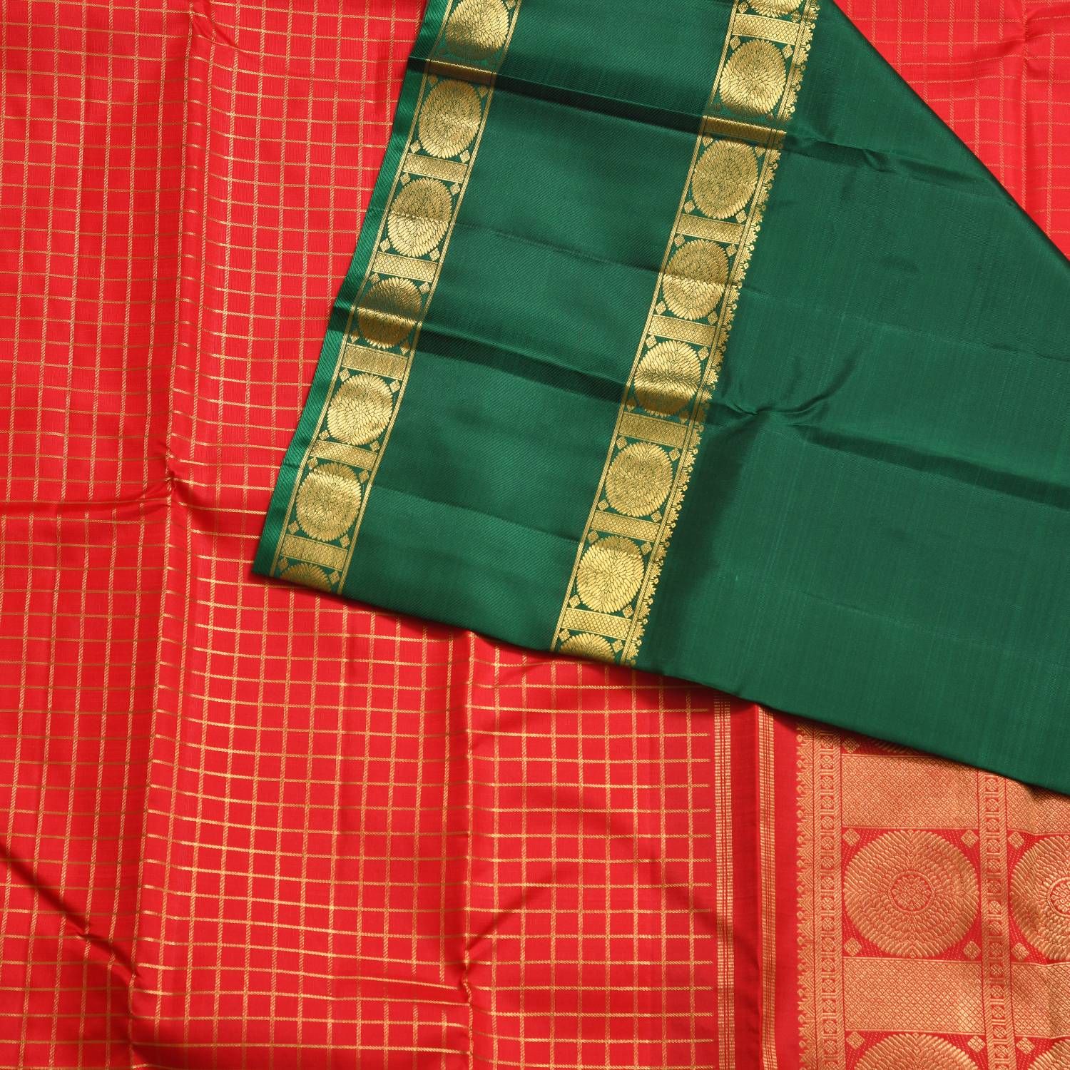 Chilli Red Jaal Jacquard Bridal Kanchipuram Silk Saree