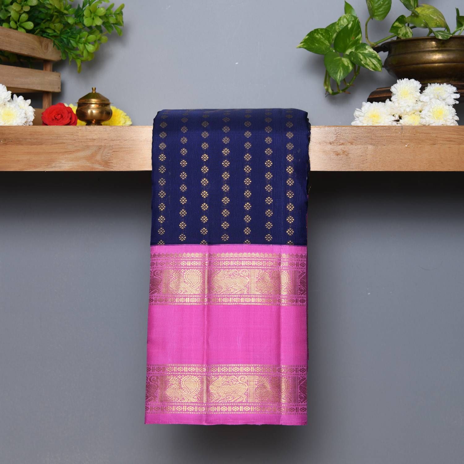 Dark Blue Sarees With a Unique Blouse to Match for the Brides