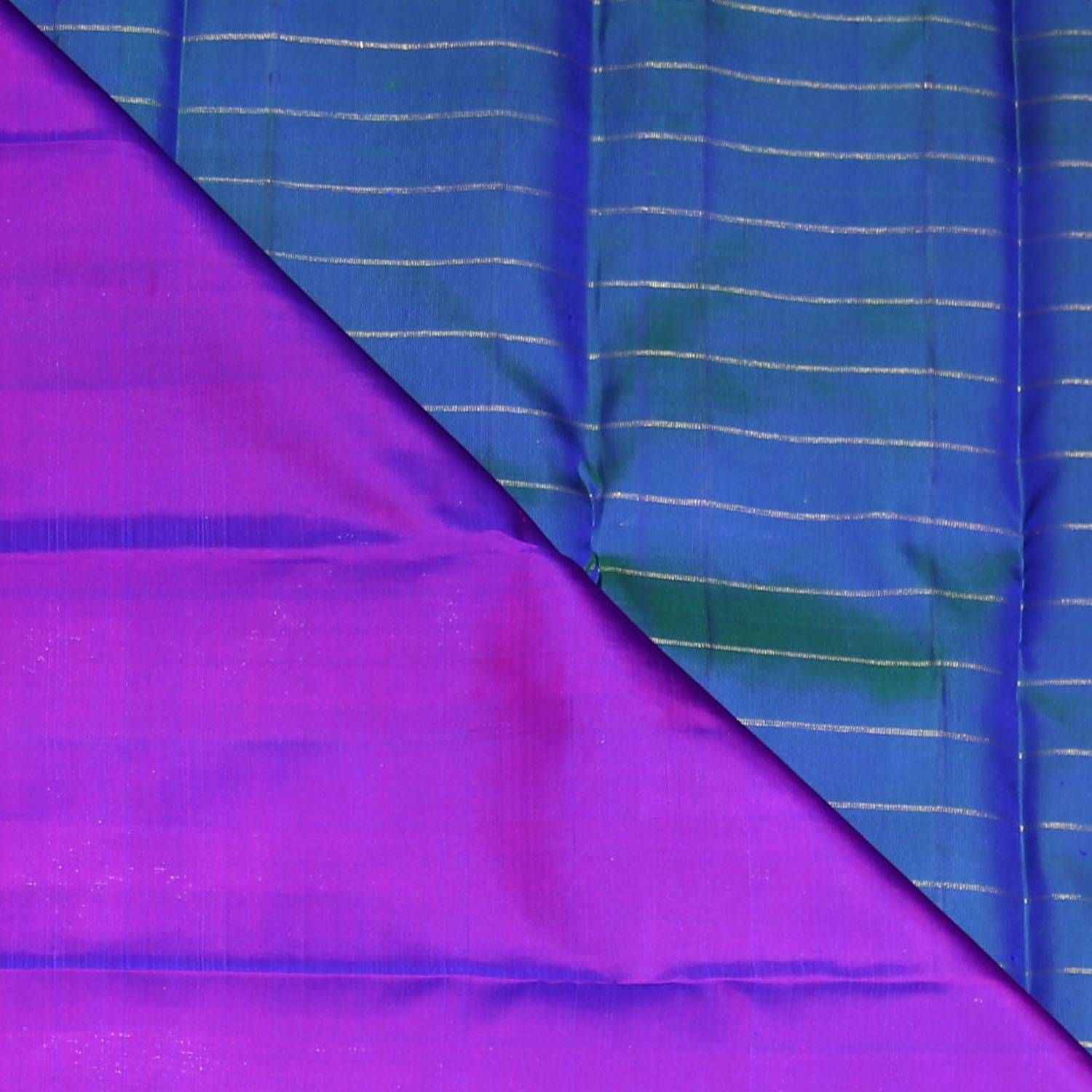 Rama Green and Royal Blue Silk Saree with Embroidered Blouse