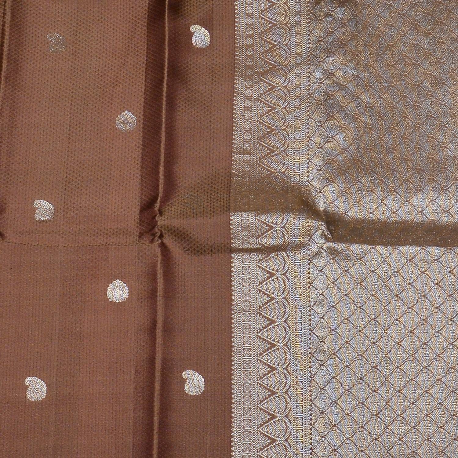 Coffee Brown Plain Viscose Chanderi Saree With Zari Border – Fabcurate