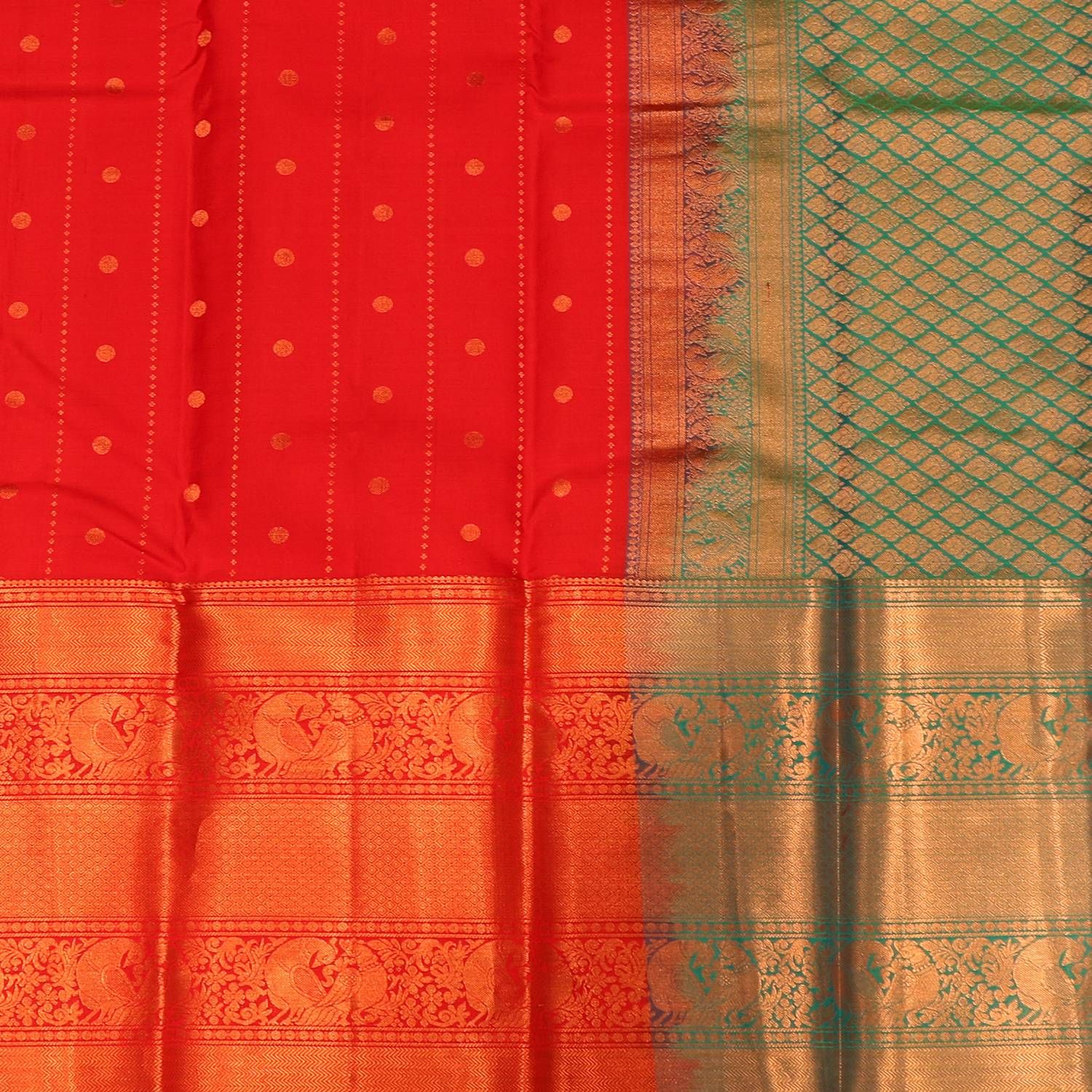 Crimson Red 2gm Bridal Elegance Kanchipuram Handwoven Silk Saree SS152 –  Capell Haute Couture