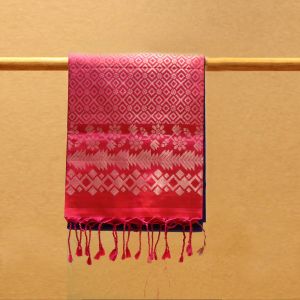 Lavender Coloured Kanchipuram Soft Silk Saree with Contrast Pink Pallu