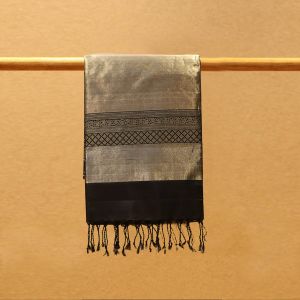 Black Coloured Kanchipuram Soft Silk Saree with Golden Zari Pallu