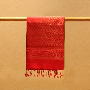 Cream Coloured Kanchipuram Soft Silk Saree with Contrast Red Colour Pallu