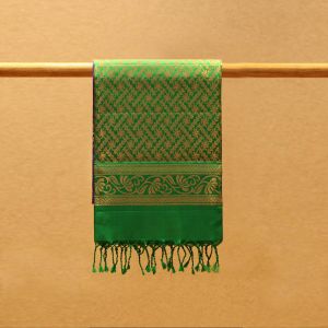 Dark Lavander Coloured Kanchipuram Soft Silk Saree with Contrast Green Colour Pallu