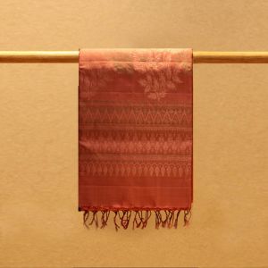 Light Peach Coloured Kanchipuram Soft Silk Saree with Contrast Dusty Rose Colour Pallu