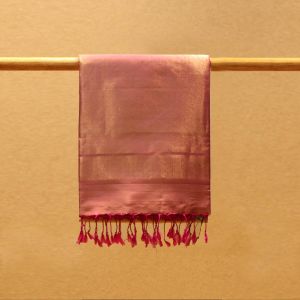 Cream Coloured Kanchipuram Soft Silk Saree with Contrast Rose Pink Pallu