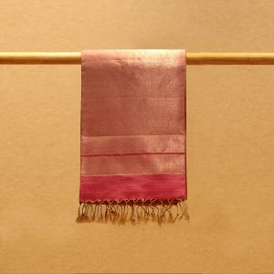Orangish Pink Coloured Kanchipuram Soft Silk Saree with Contrast Shaded Pink Pallu