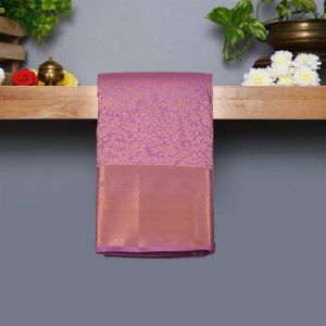 Lavender Coloured Kanchipuram Silk Saree with Copper Zari Pallu.