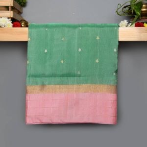 Pastel Green Colour Kanchipuram Soft  Silk  with two colour Border