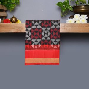 Black Coloured Kanchipuram Silk Saree With Red Pallu