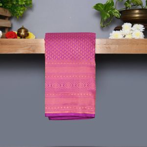 Violet  Coloured Kanchipuram Silk Saree With Copper  Zari Pallu