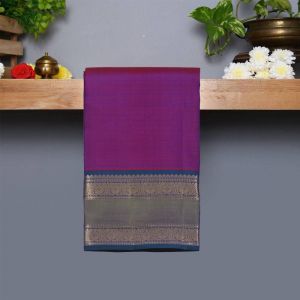 Majenta Purple Coloured Kanchipuram Silk Saree with Golden zari Pallu.