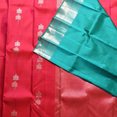 Peacock Green Saree Contrast Blouse | 3d-mon.com