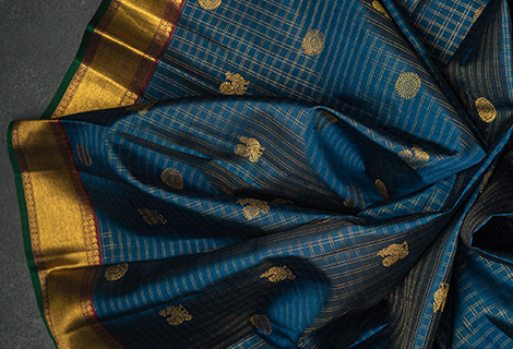 Pure Silk Saree in Blue Color Online on Grab and Pack - gnp011991